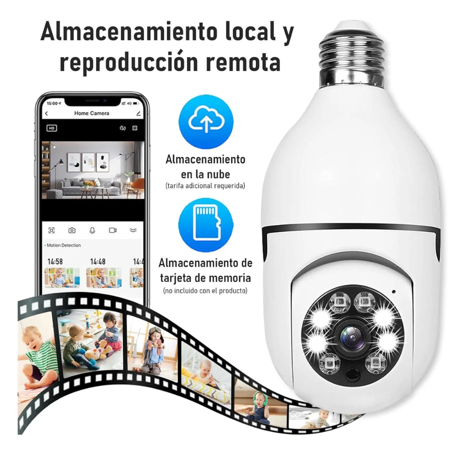 Foco Cámara Wifi de Seguridad 360°